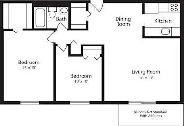 Two Bedroom One Bathroom 798 SF Floor Plan at Hummingbird Pointe & The Gardens, Parma