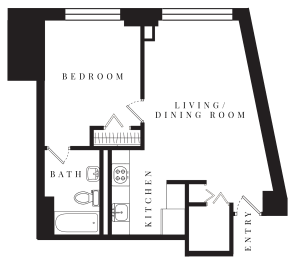  Floor Plan 1 Bed 1 Bath A