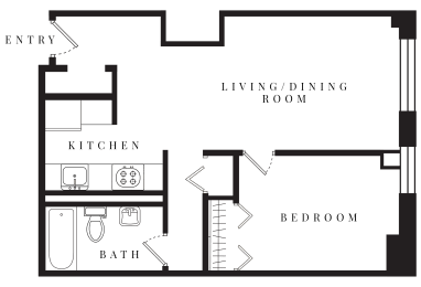  Floor Plan 1 Bed 1 Bath C