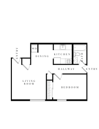  Floor Plan 1 Bed 1 Bath Large