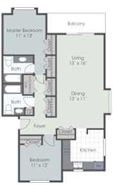Two Bedroom B Floor Plan