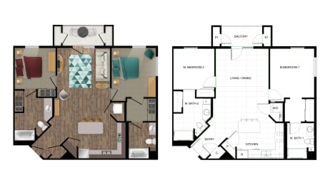 Floor Plan  two floor plans of a room with two different floors
