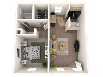 1 Bedroom 1 Bath Floor Plan  at Ascent 1829, Arizona, 85020