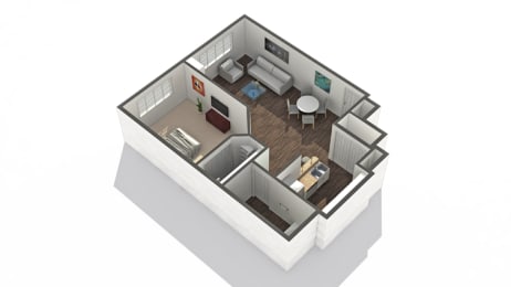 1 bedroom 1 bathroom Floor plan A at Ascent North Scottsdale, Phoenix, AZ