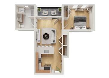 Apartment Type 1a Floorplan at Sol Apartments, Troy, New York