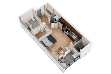 a floor plan of a home with a bedroom and a living room