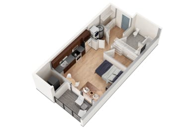 a floor plan of a home with a bedroom and a living room