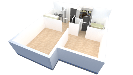 1 bedroom 1 bathroom floor plan at Tanner Gardens in Phoenix, AZ