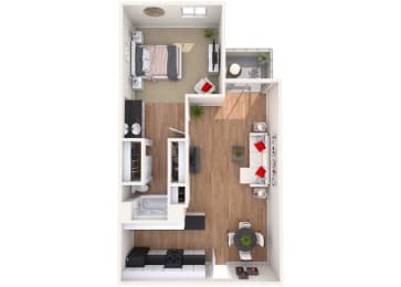 1 bedroom 1 bathroom floor plan at Villa Toscana Apartments in Phoenix, AZ