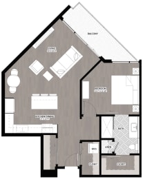 1 bedroom floor plan image at RendezVous Urban Apartments in Tucson AZ