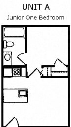 One bedroom floor plan image at Kingman Station Apartments in Kingman AZ
