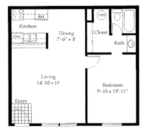floor plan of the first floor of a small house
