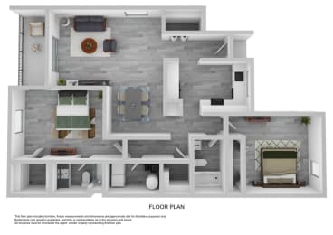 2x2 1167 sqft floorplan at Mission Palms Apartments in Tucson Arizona