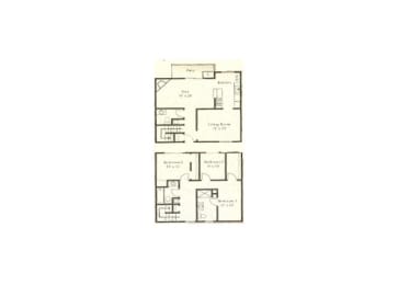 3 bedroom 2-a-half bathroom floor plan at Wellington Estates in San Antonio, TX