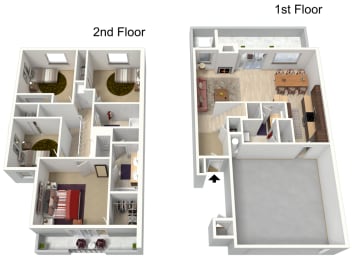 4 Bedroom 1807 Sq Ft floor plan image at Villa Contento Apartments in Scottsdale AZ