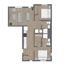 2B x 2B 2nd Ave Commons Floor Plan at SECOND AVE COMMONS | BRAND-NEW, Arizona