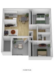 2x2 Chaco Floorplan at Vista Grande Apartments