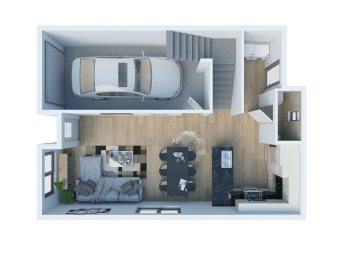 3 bedroom 2 bathroom floor plan image at San Vicente Townhomes in Phoenix AZ