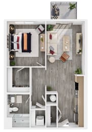 Lucero Apartments B1 One bedroom bedroom floorplan in Phoenix
