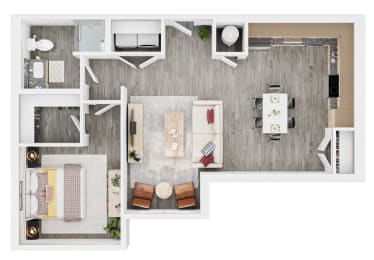 Lucero Apartments B4 One bedroom bedroom floorplan in Phoenix