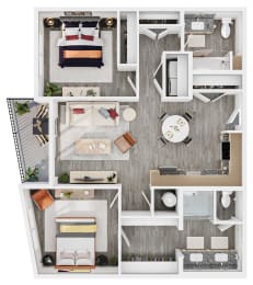Lucero Apartments C1 Two bedroom floorplan in Phoenix