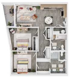Lucero Apartments C2 Two bedroom floorplan in Phoenix