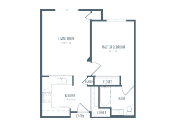 One bedroom floor plan image at Somerset Village apartments in Kingman AZ