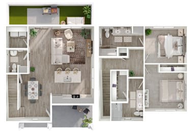 a floor plan of a house with a bedroom and a living room