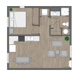 1B x 1B 2nd Ave Commons Floor Plan at SECOND AVE COMMONS | BRAND-NEW, Arizona