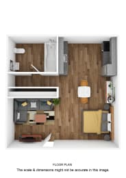 Studio Floorplan image at The Continental Apartments