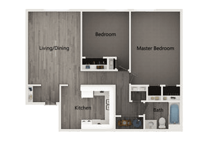  Floor Plan 2 Bedroom 1 Bathroom