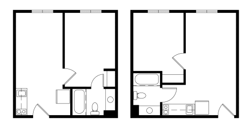 a small floor plan of a house with a small kitchen and a small living room