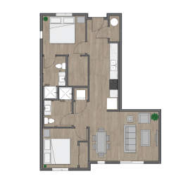 2B x 2B 2nd Ave Commons Floor Plan at SECOND AVE COMMONS | BRAND-NEW, Mesa, Arizona