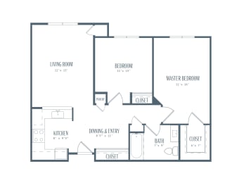 Two bedroom floor plan image at Somerset Village apartments in Kingman AZ