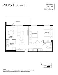 2 Bedroom Floor Plan at 70 Park, Mississauga, California
