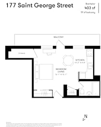 Studio 1 bath at 177 Saint George Apartments, Toronto, CA