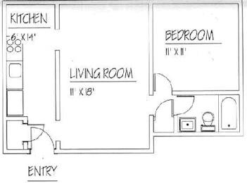 One Bed Floorplan at Whitmore at Howe Apartments, Connecticut