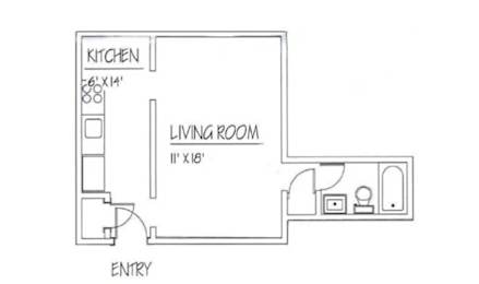 Studio Floorplan at Whitmore at Howe Apartments, Connecticut, 06511