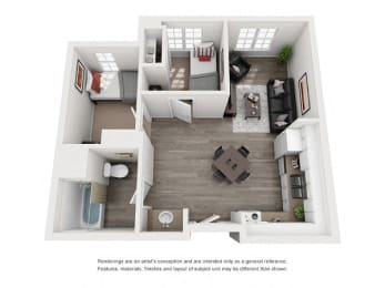  Floor Plan 2 Bed 1 Bath