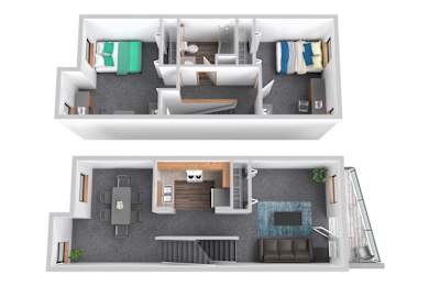  Floor Plan 2 Bedroom Duplex