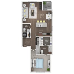 1 bed 1 bath apartment floor plan