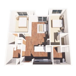 floor plan of a 2 bed 2 bath apartment