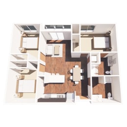 floor plan of a 2 bed 2 bath apartment
