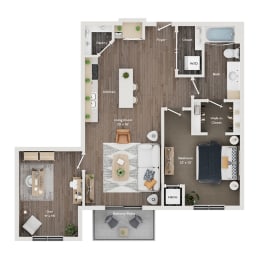 a 1 bedroom floor plan  503 square feet