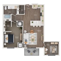 a 1 bedroom floor plan  503 square feet