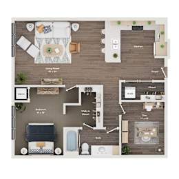1 bed 1 bath apartment floor plan