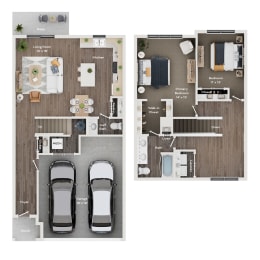 a floor plan of a house with a car in it