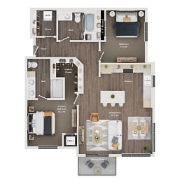2 bed apartment floor plan
