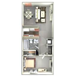 A 3D image of a dollhouse interior.