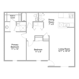 floor plan of a 2 bedroom apartment
